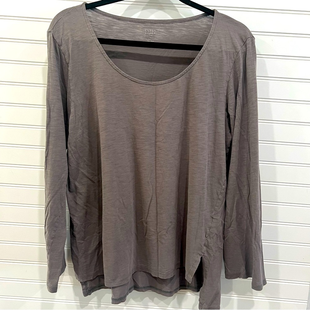 Eileen Fisher 100% Cotton Long Sleeve Sleepwear Tee